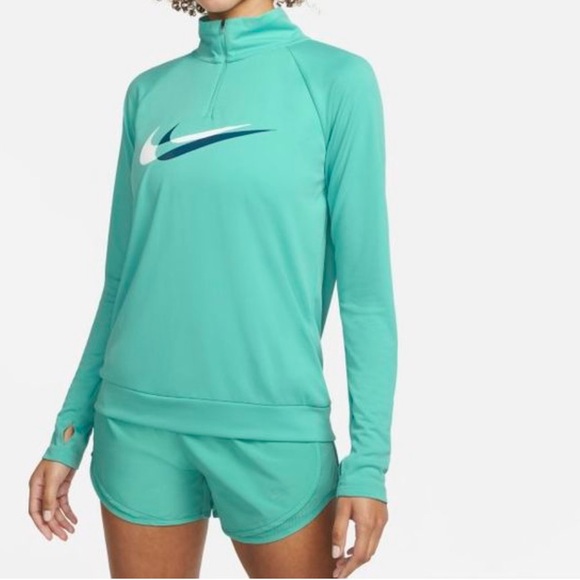 Nike Dri-FIT Swoosh Run Women's 1/4-Zip Running Midlayer Aqua/Green Size 2XL - Picture 1 of 2